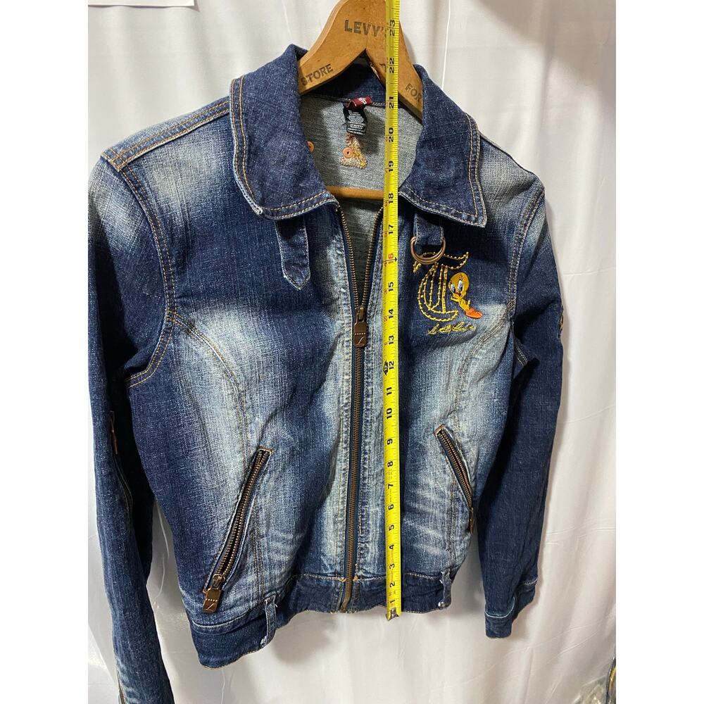 VTG Y2K LOONEY TUNES Tweety Bird Denim Jacket — Warner Bros Medium - Picture 5 of 13